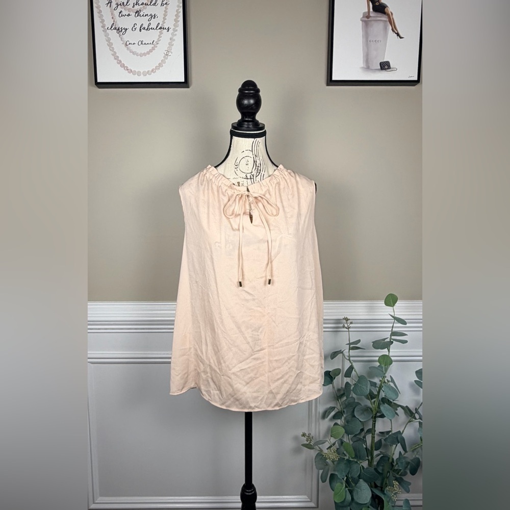 Calvin Klein Women’s Sleeveless Tie Neck Top in Blush Size Large NWT
